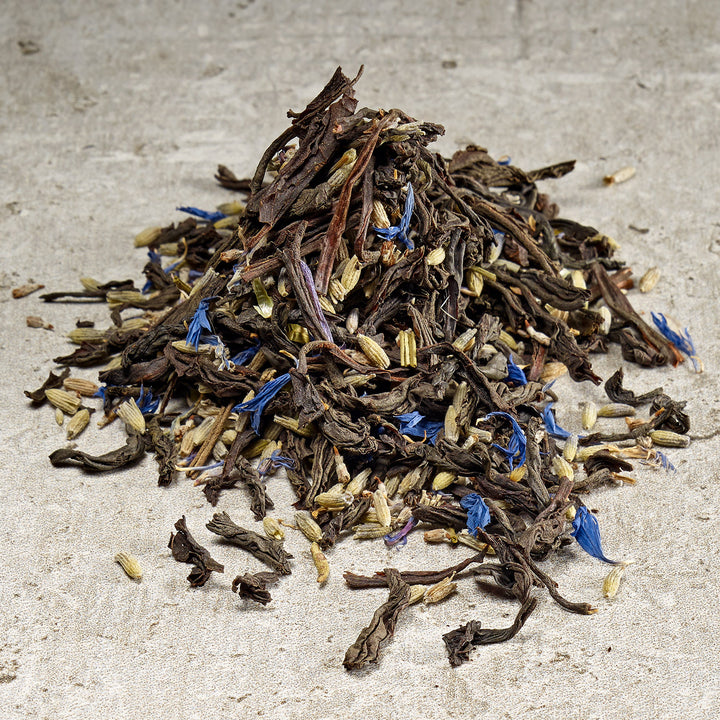 Earl Grey Lavender: Black tea from Sri Lanka with lavender, cornflower petals, and bergamot