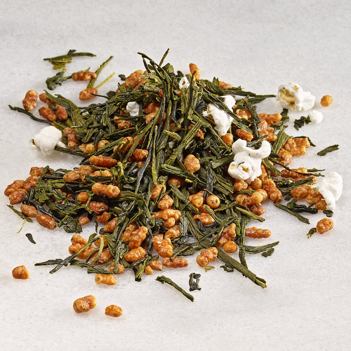 Genmaicha: Loose leaf Japanese green tea with toasted rice and popcorn
