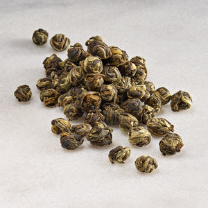 Jasmine Pearls: Loose leaf hand rolled pearls of jasmine scented green tea from China
