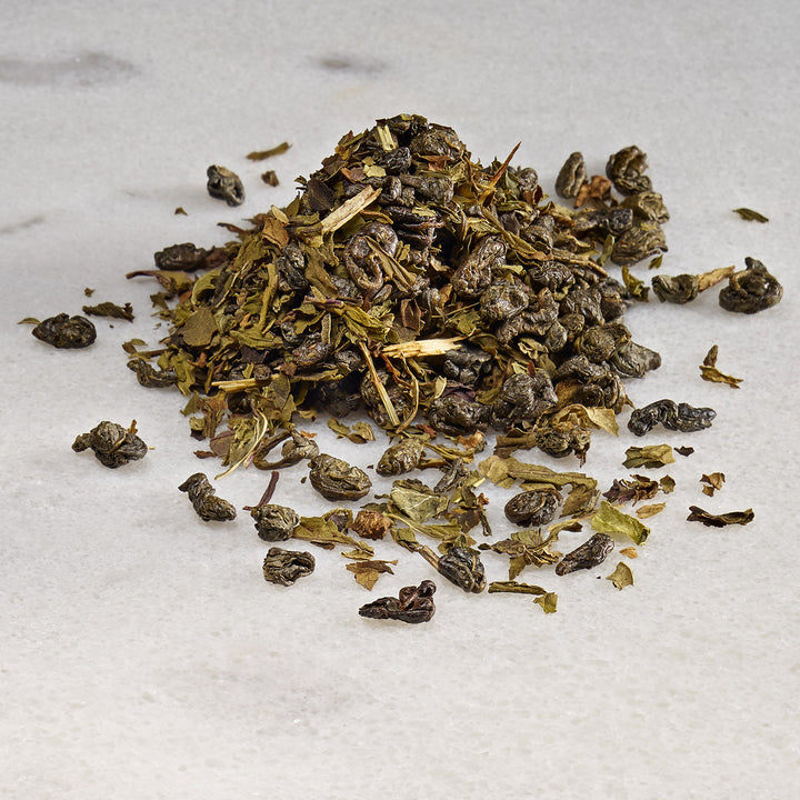 Zenergy: Loose leaf gunpowder green tea from China with spearmint, peppermint, and CBD oil